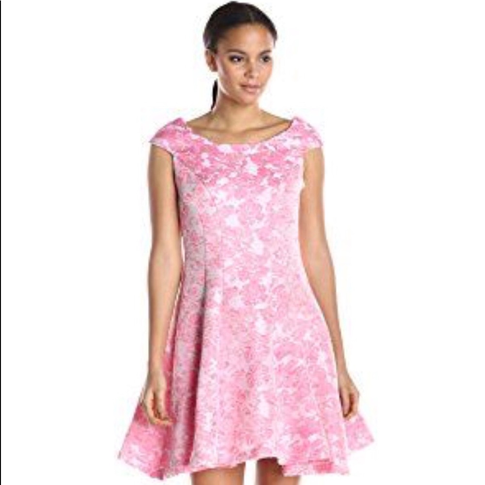 Betsey Johnson pink ivory jacquard dress size 6
